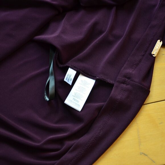 Calvin Klein V Neck Blouse with Sheer Sleeves Size XL Merlot - Picture 6 of 9